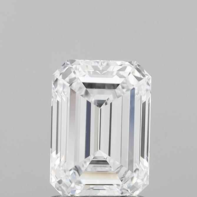 1.42 Carat Emerald Shaped, Ideal Cut, D Color, VVS2 Clarity, IGI Certified Lab Grown Diamond