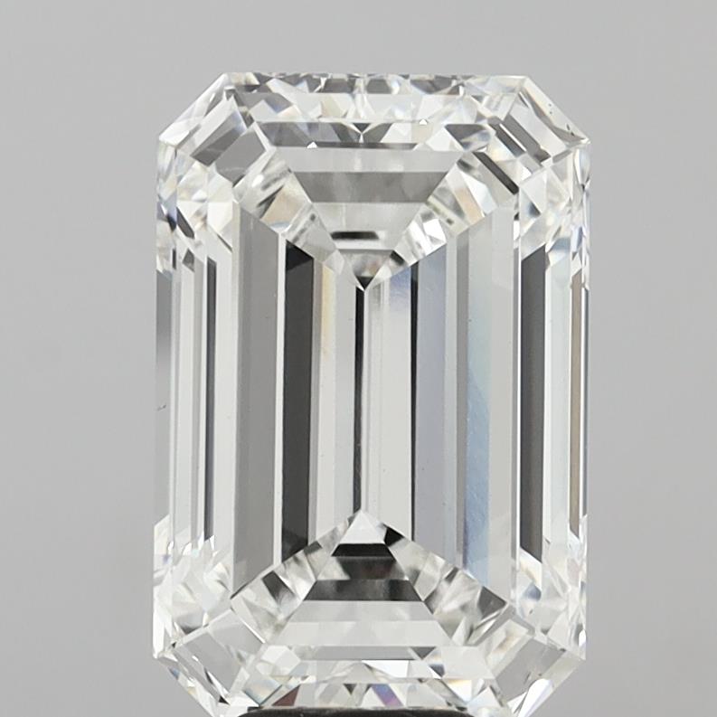 9.09 Carat Emerald Shaped, Ideal Cut, F Color, VVS2 Clarity, IGI Certified Lab Grown Diamond