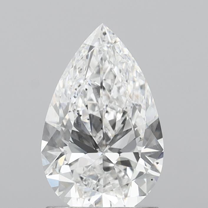1.55 Carat Pear Shaped, Ideal Cut, D Color, VS2 Clarity, IGI Certified Lab Grown Diamond