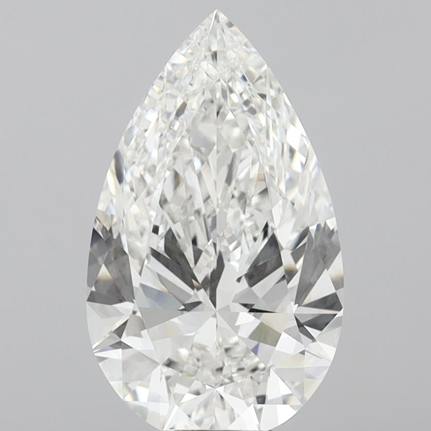7.58 Carat Pear Shaped, Ideal Cut, F Color, VVS2 Clarity, IGI Certified Lab Grown Diamond