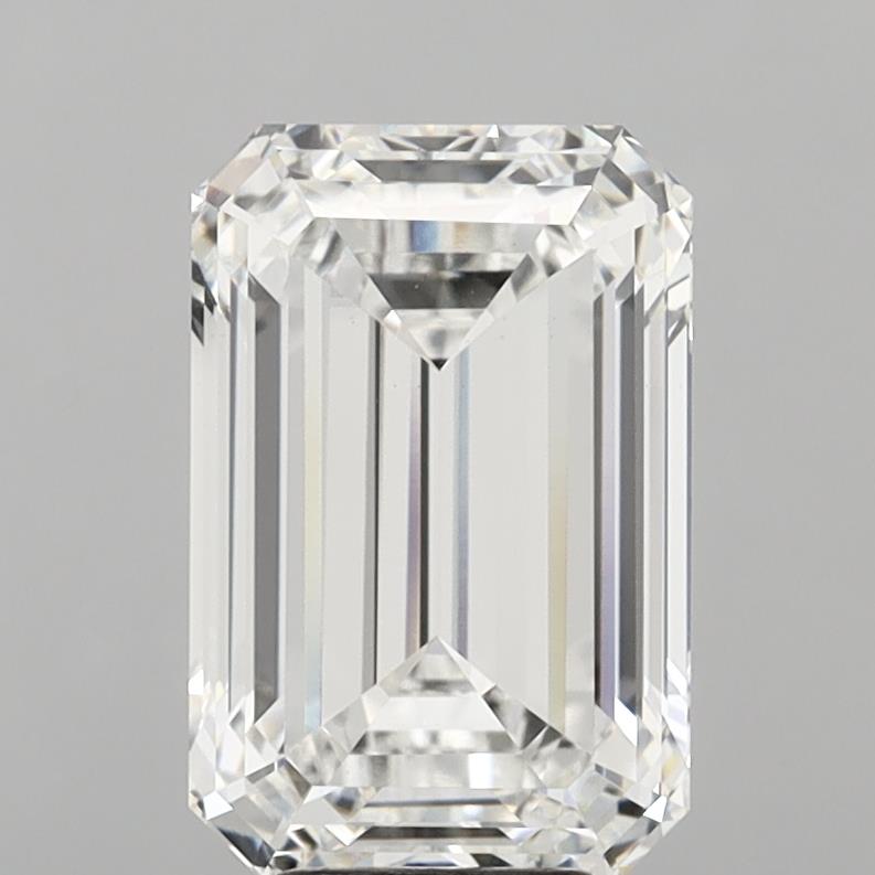 8.07 Carat Emerald Shaped, Ideal Cut, F Color, VVS2 Clarity, IGI Certified Lab Grown Diamond