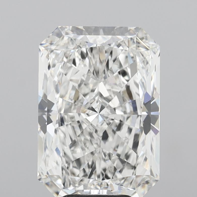 6.07 Carat Radiant Shaped, Ideal Cut, F Color, VVS2 Clarity, IGI Certified Lab Grown Diamond