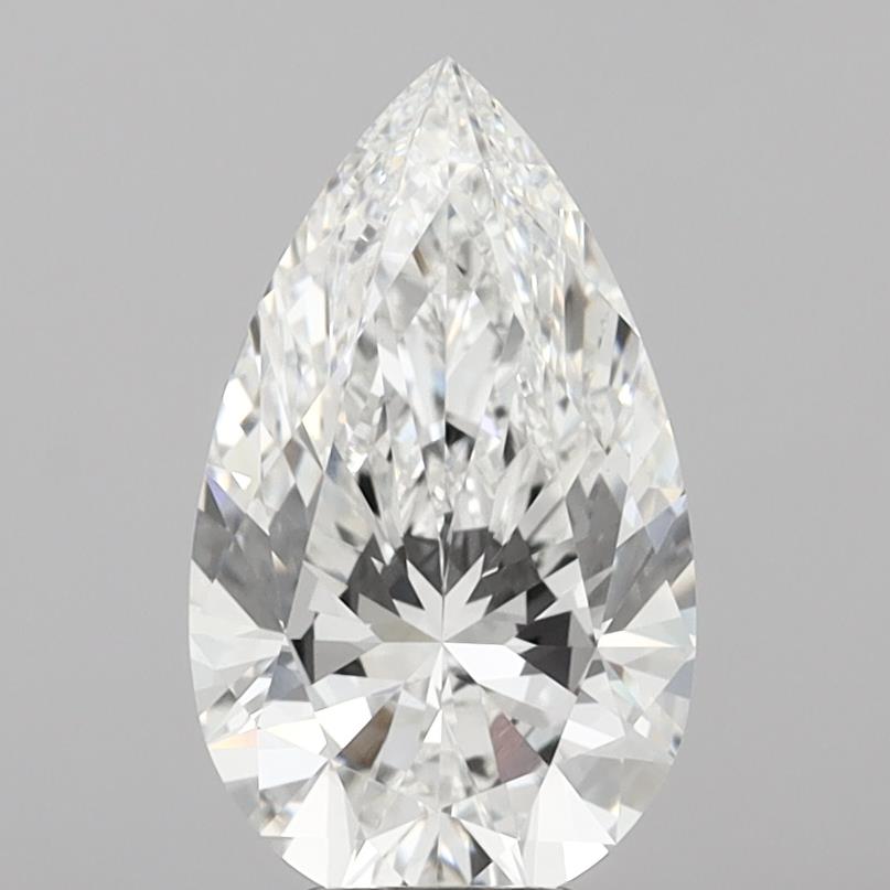 5.09 Carat Pear Shaped, Ideal Cut, F Color, VVS2 Clarity, IGI Certified Lab Grown Diamond