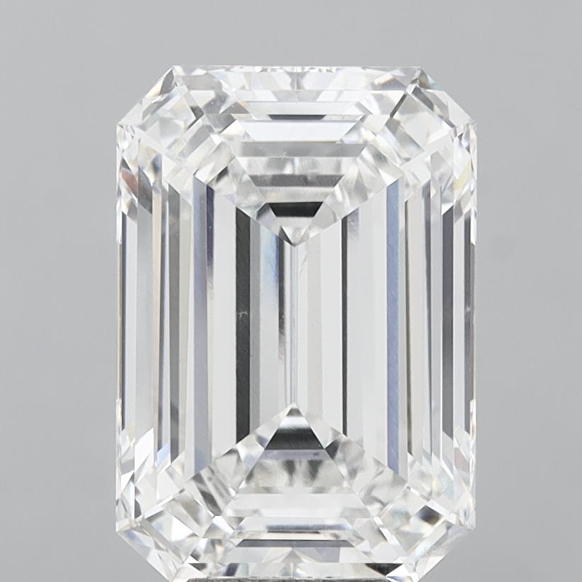10.06 Carat Emerald Shaped, Ideal Cut, F Color, VVS2 Clarity, IGI Certified Lab Grown Diamond
