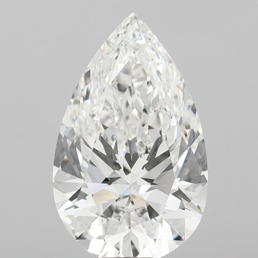 6.02 Carat Pear Shaped, Ideal Cut, F Color, VVS2 Clarity, IGI Certified Lab Grown Diamond
