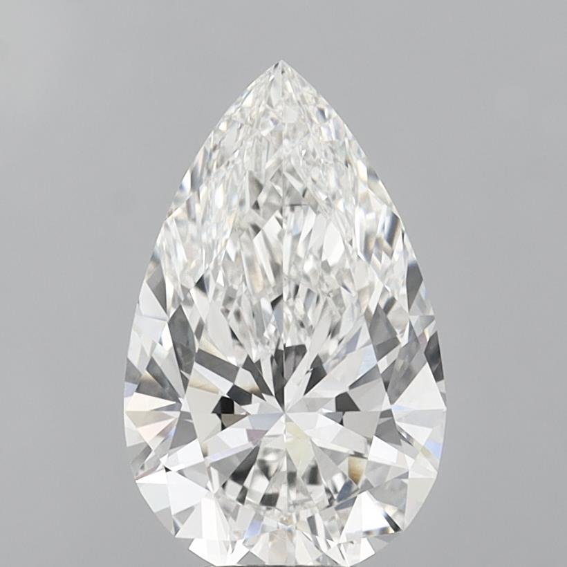 5.03 Carat Pear Shaped, Ideal Cut, F Color, VVS2 Clarity, IGI Certified Lab Grown Diamond