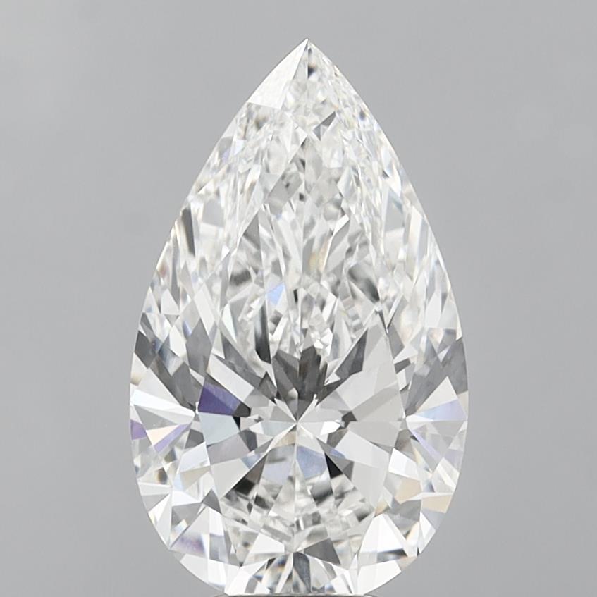 5.77 Carat Pear Shaped, Ideal Cut, F Color, VVS2 Clarity, IGI Certified Lab Grown Diamond