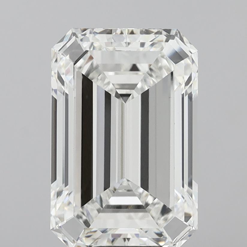 10.25 Carat Emerald Shaped, Ideal Cut, F Color, VVS2 Clarity, IGI Certified Lab Grown Diamond