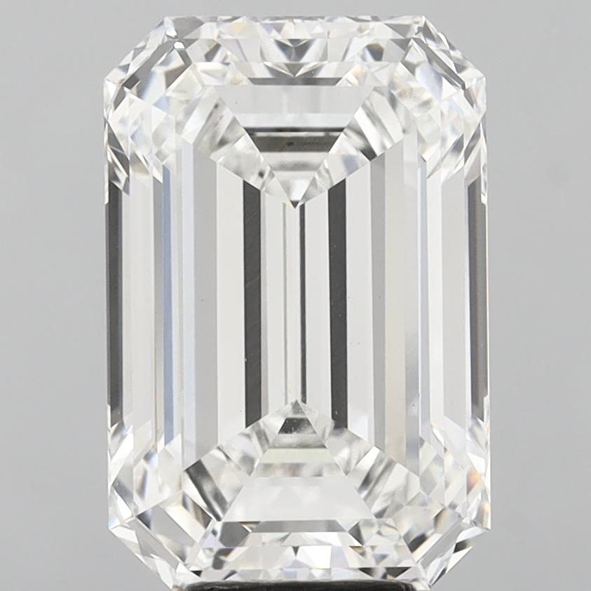 8.10 Carat Emerald Shaped, Ideal Cut, F Color, VVS2 Clarity, IGI Certified Lab Grown Diamond