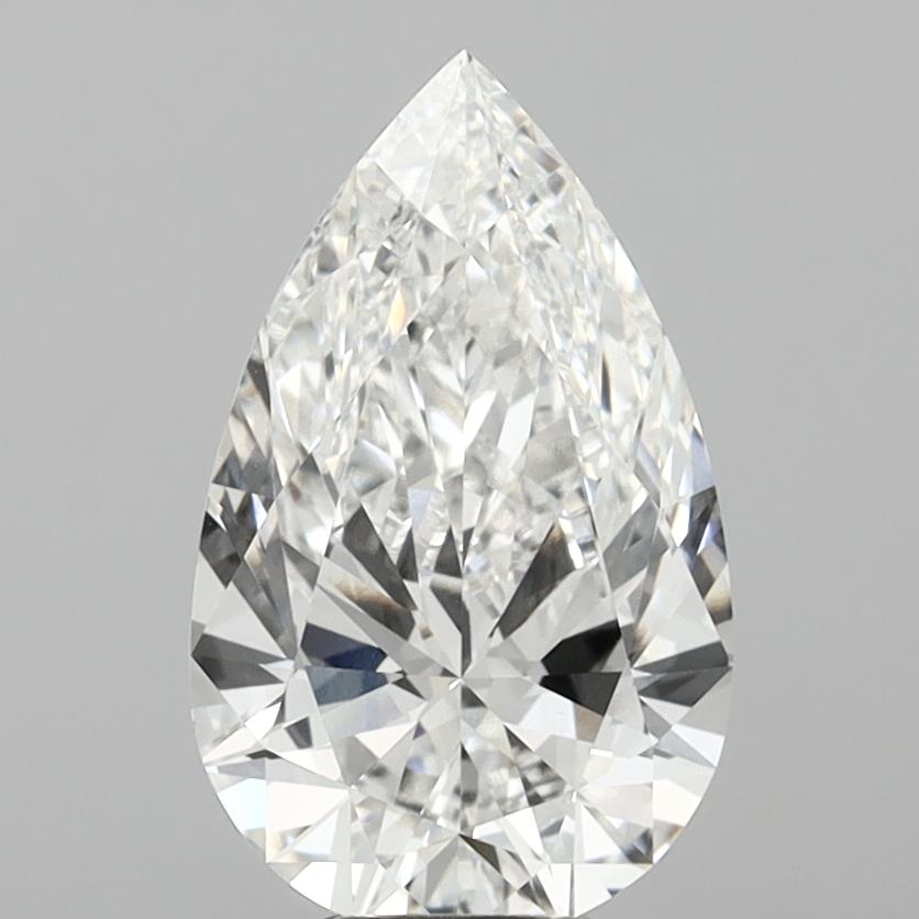 6.05 Carat Pear Shaped, Ideal Cut, F Color, VVS2 Clarity, IGI Certified Lab Grown Diamond