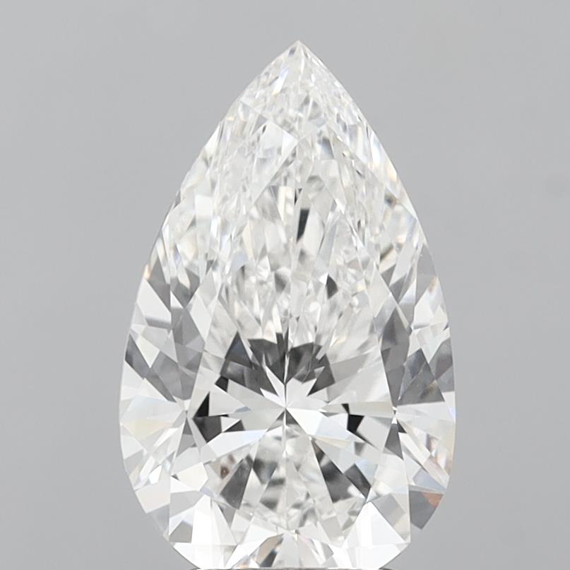 3.07 Carat Pear Shaped, Ideal Cut, F Color, VVS2 Clarity, IGI Certified Lab Grown Diamond
