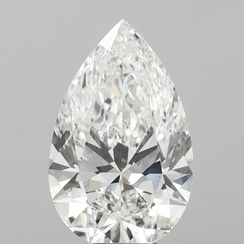 6.07 Carat Pear Shaped, Ideal Cut, F Color, VVS2 Clarity, IGI Certified Lab Grown Diamond