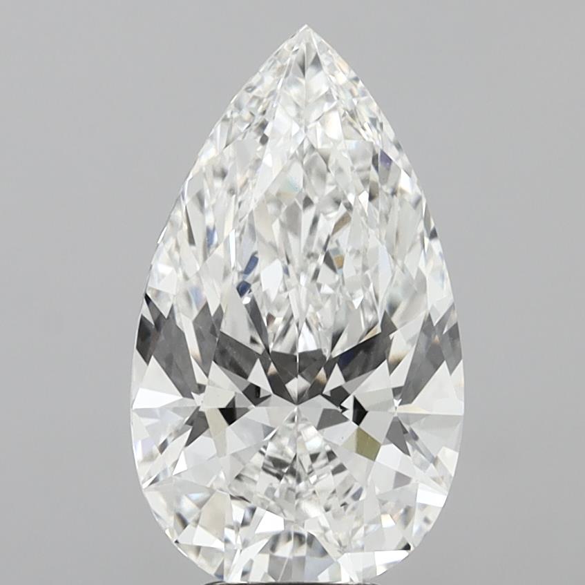 6.09 Carat Pear Shaped, Ideal Cut, E Color, VVS2 Clarity, IGI Certified Lab Grown Diamond
