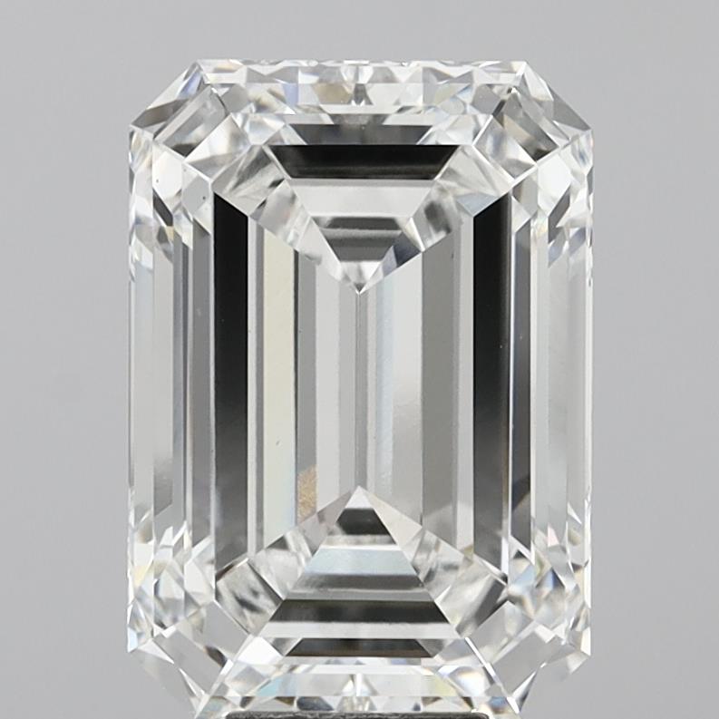 10.09 Carat Emerald Shaped, Ideal Cut, F Color, VVS2 Clarity, IGI Certified Lab Grown Diamond