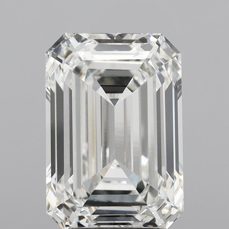 4.43 Carat Emerald Shaped, Ideal Cut, F Color, VVS2 Clarity, IGI Certified Lab Grown Diamond