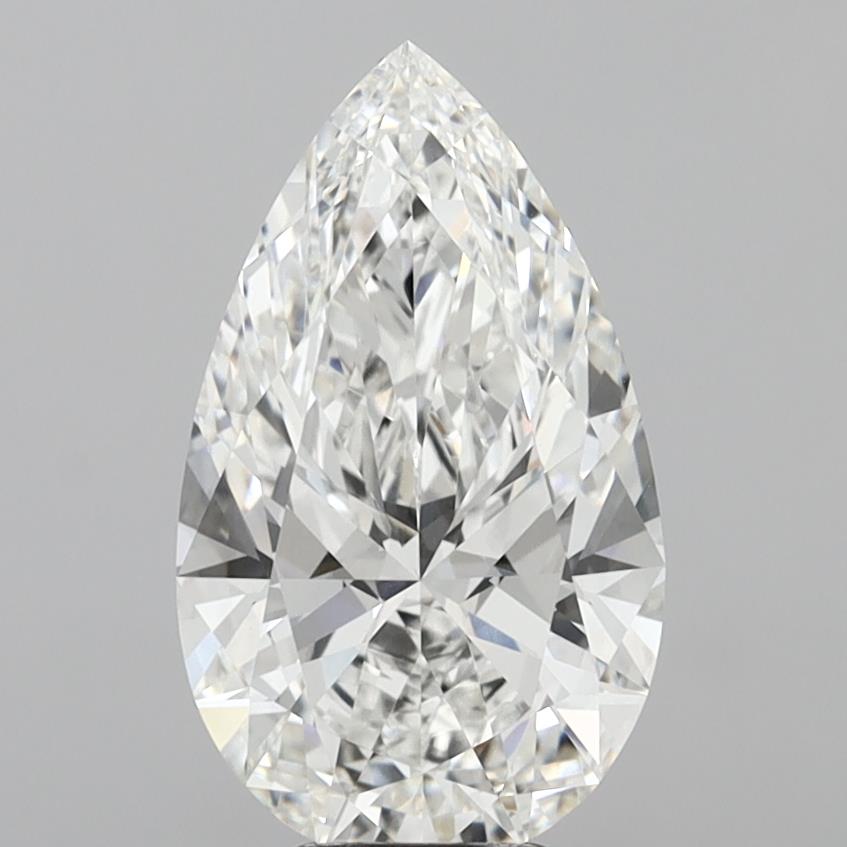 6.09 Carat Pear Shaped, Ideal Cut, F Color, VVS2 Clarity, IGI Certified Lab Grown Diamond