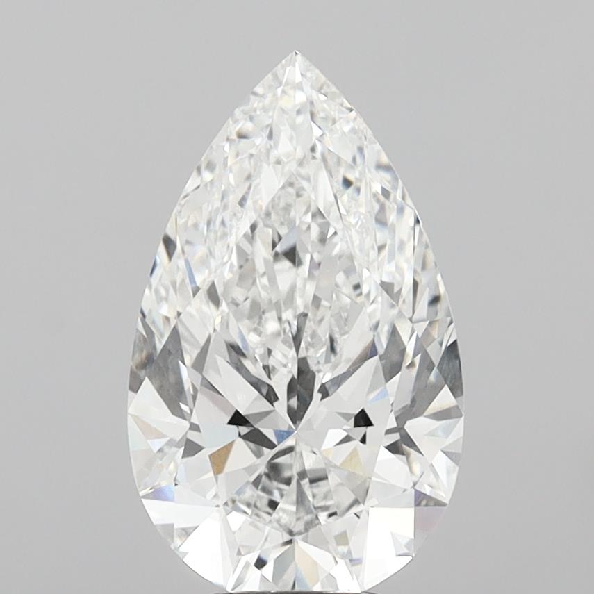 6.05 Carat Pear Shaped, Ideal Cut, F Color, VVS2 Clarity, IGI Certified Lab Grown Diamond