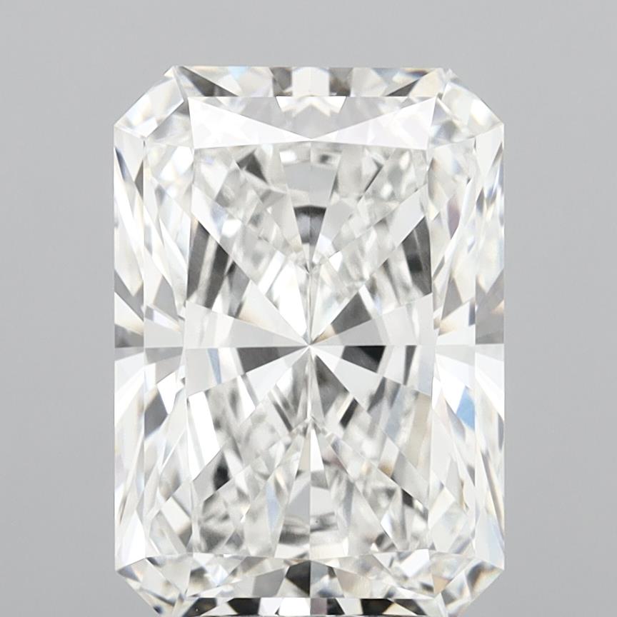 6.09 Carat Radiant Shaped, Ideal Cut, F Color, VVS2 Clarity, IGI Certified Lab Grown Diamond