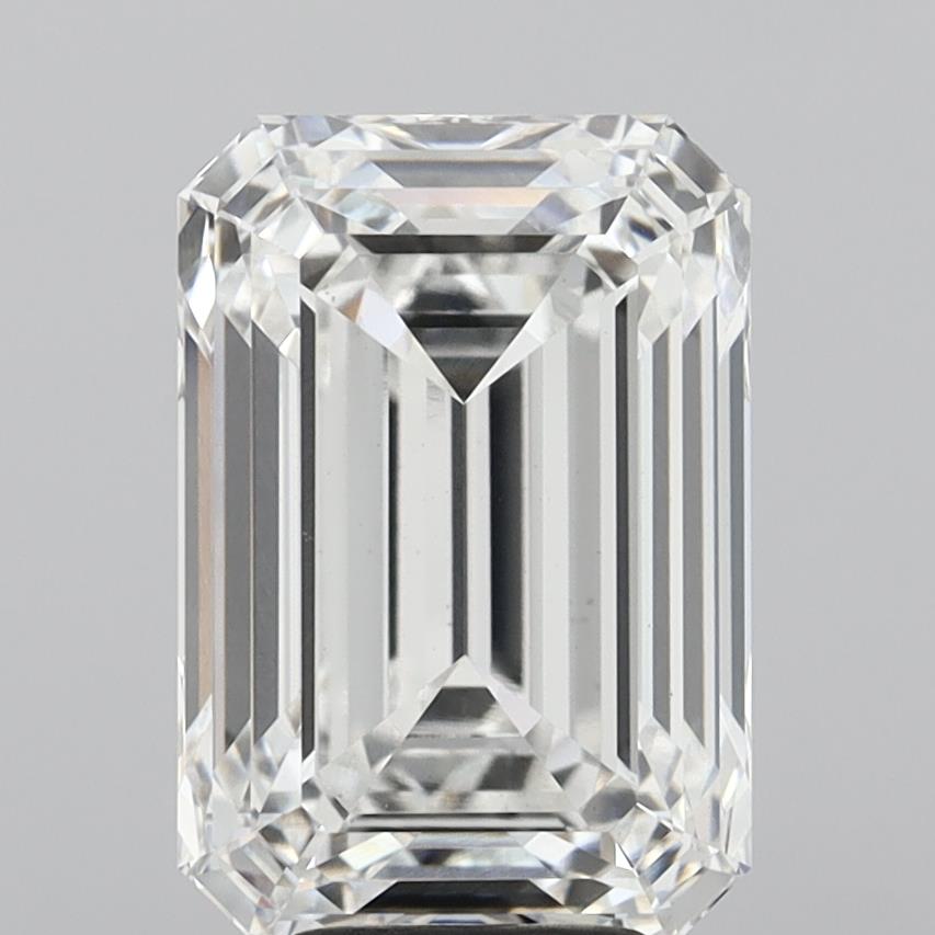 6.07 Carat Emerald Shaped, Ideal Cut, E Color, VVS2 Clarity, IGI Certified Lab Grown Diamond
