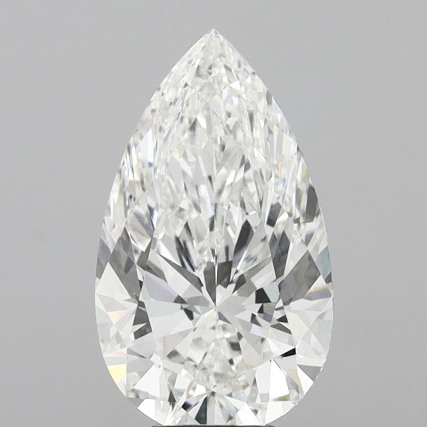 6.08 Carat Pear Shaped, Excellent Cut, F Color, VVS2 Clarity, IGI Certified Lab Grown Diamond