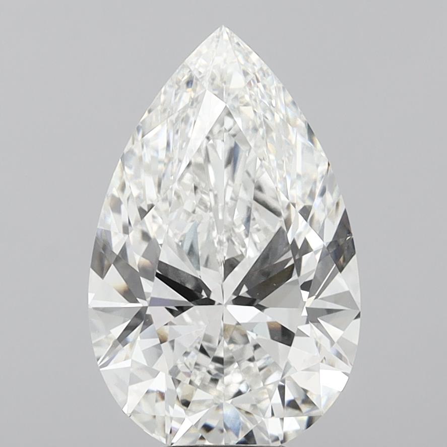 8.10 Carat Pear Shaped, Ideal Cut, F Color, VVS2 Clarity, IGI Certified Lab Grown Diamond