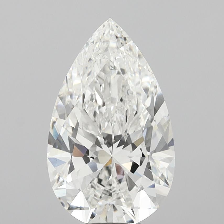6.08 Carat Pear Shaped, Ideal Cut, F Color, VVS2 Clarity, IGI Certified Lab Grown Diamond