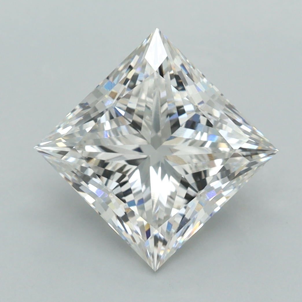 3.49 Carat Princess Shaped, Ideal Cut, F Color, VVS2 Clarity, IGI Certified Lab Grown Diamond
