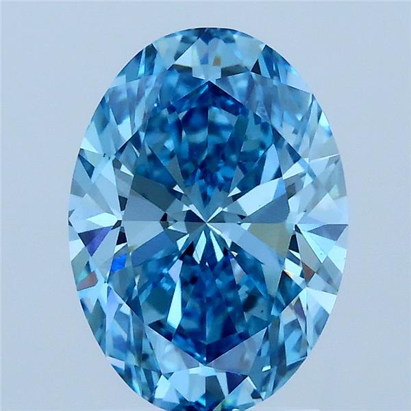 2.03 Carat Oval Shaped, Ideal Cut, FANCY VIVID BLUE Color, VVS2 Clarity, IGI Certified Lab Grown Diamond