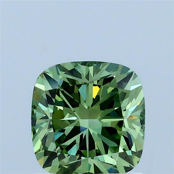 1.14 Carat Cushion Shaped, Ideal Cut, FANCY VIVID GREEN Color, VS2 Clarity, IGI Certified Lab Grown Diamond