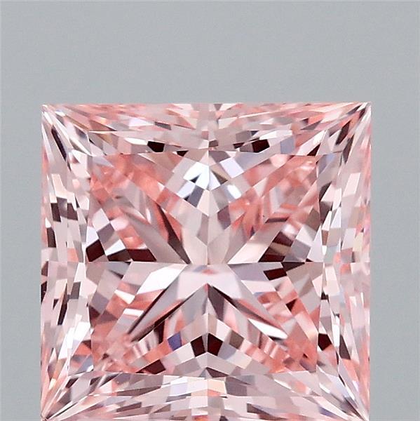 2.51 Carat Princess Shaped, Ideal Cut, FANCY INTENSE PINK Color, VS1 Clarity, IGI Certified Lab Grown Diamond