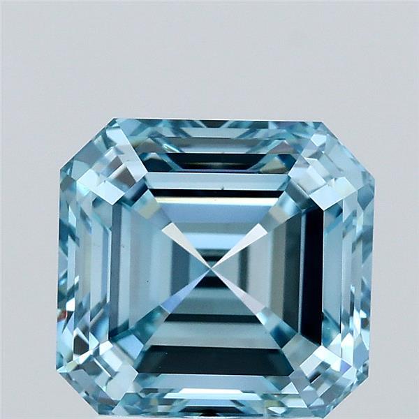 3.01 Carat Asscher Shaped, Ideal Cut, FANCY INTENSE BLUE Color, VS1 Clarity, IGI Certified Lab Grown Diamond