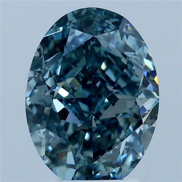 3.28 Carat Oval Shaped, Excellent Cut, FANCY VIVID GREENISH BLUE Color, VVS2 Clarity, IGI Certified Lab Grown Diamond