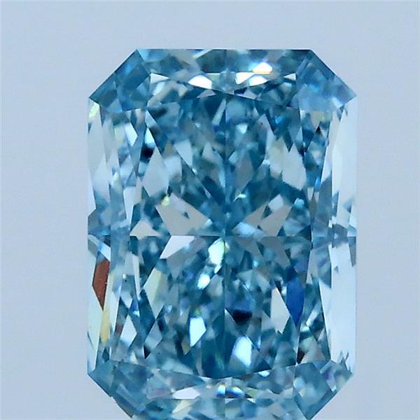 2.07 Carat Radiant Shaped, Excellent Cut, FANCY VIVID GREENISH BLUE Color, VS1 Clarity, IGI Certified Lab Grown Diamond