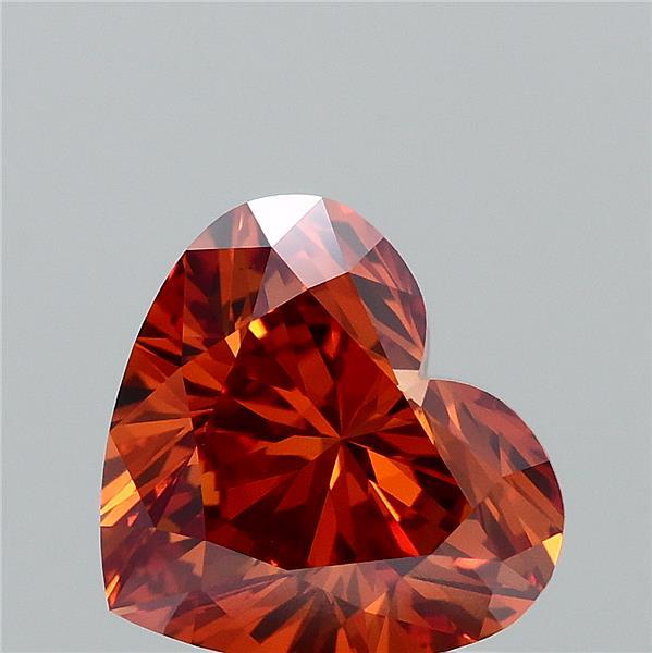 1.50 Carat Heart Shaped, Ideal Cut, FANCY VIVID ORANGE Color, VS1 Clarity, IGI Certified Lab Grown Diamond