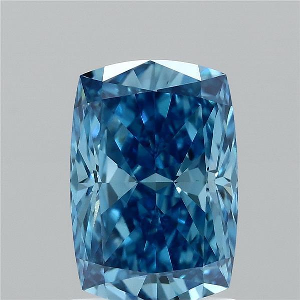 1.57 Carat Cushion Shaped, Ideal Cut, FANCY VIVID BLUE Color, VVS2 Clarity, IGI Certified Lab Grown Diamond