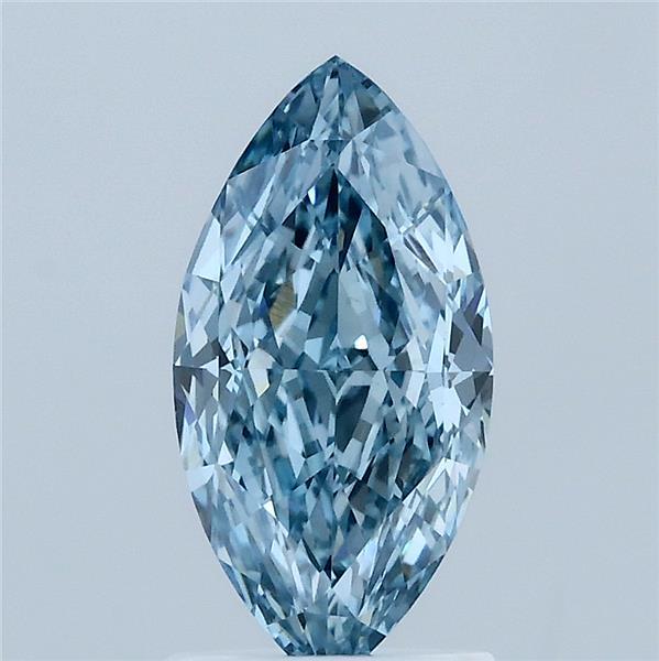 1.57 Carat Marquise Shaped, Ideal Cut, FANCY VIVID BLUE Color, VVS2 Clarity, IGI Certified Lab Grown Diamond