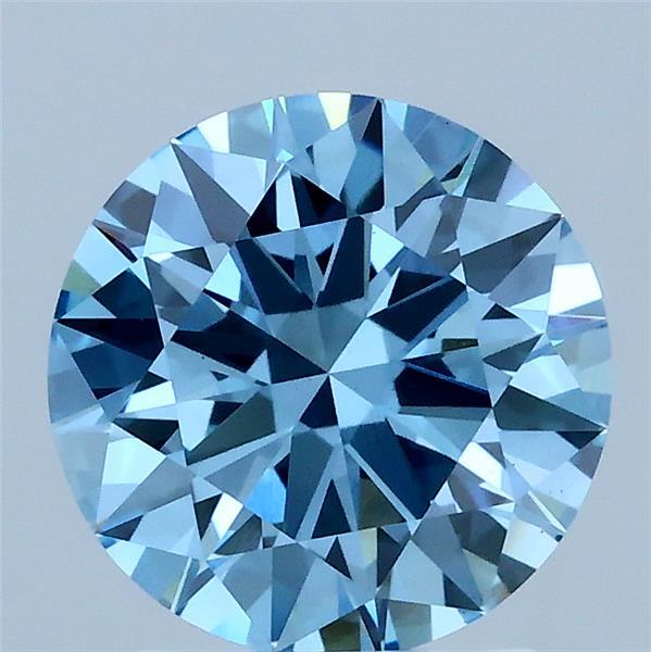 2.00 Carat Round Shaped, Excellent Cut, FANCY VIVID BLUE Color, VS1 Clarity, IGI Certified Lab Grown Diamond