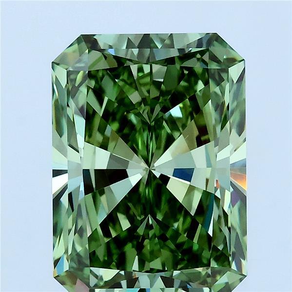 4.06 Carat Radiant Shaped, Excellent Cut, FANCY VIVID GREEN Color, VVS2 Clarity, IGI Certified Lab Grown Diamond