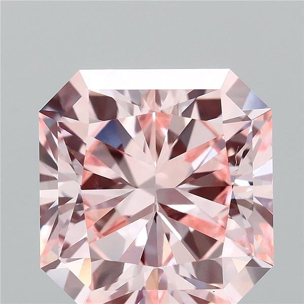 2.69 Carat Radiant Shaped, Ideal Cut, FANCY INTENSE PINK Color, VS1 Clarity, IGI Certified Lab Grown Diamond
