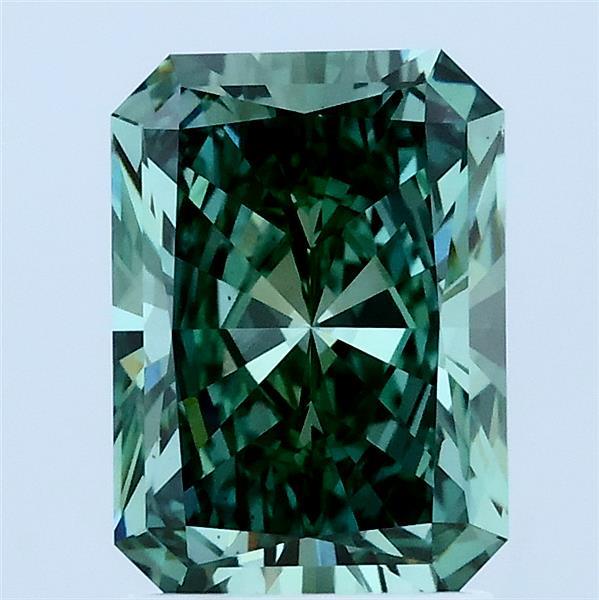 2.03 Carat Radiant Shaped, Ideal Cut, FANCY VIVID GREEN Color, VS1 Clarity, IGI Certified Lab Grown Diamond