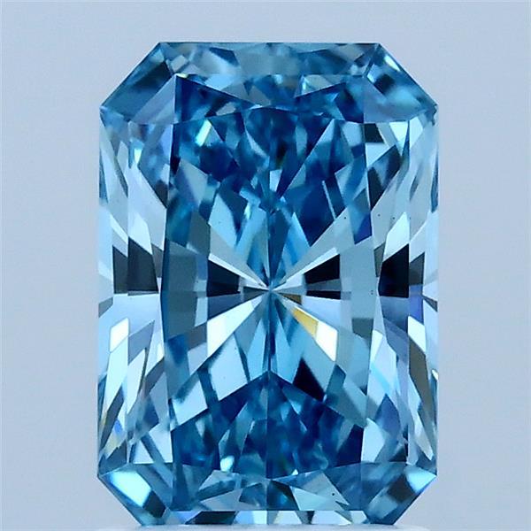 1.52 Carat Radiant Shaped, Ideal Cut, FANCY VIVID BLUE Color, VS1 Clarity, IGI Certified Lab Grown Diamond