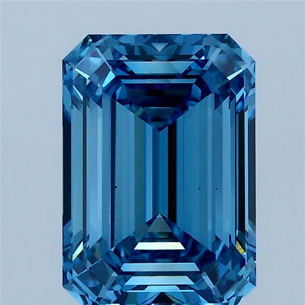 2.10 Carat Emerald Shaped, Ideal Cut, FANCY VIVID BLUE Color, VS1 Clarity, IGI Certified Lab Grown Diamond