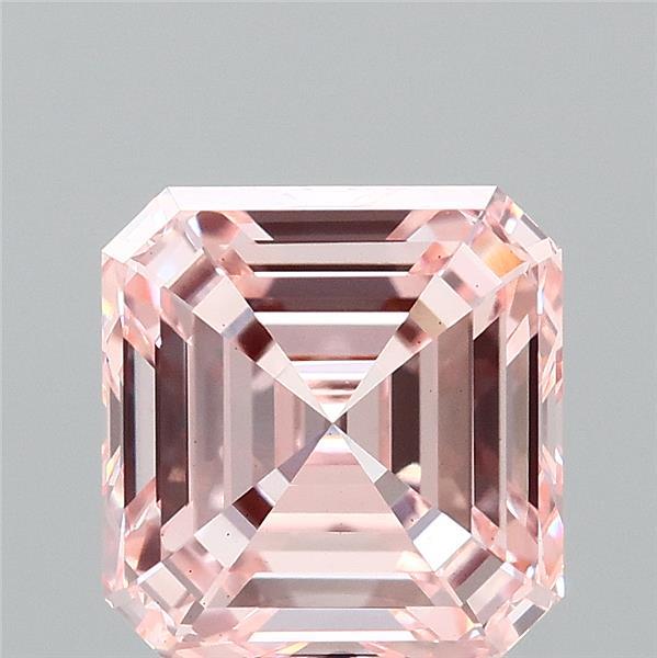 3.01 Carat Asscher Shaped, Ideal Cut, FANCY INTENSE PINK Color, VS1 Clarity, IGI Certified Lab Grown Diamond