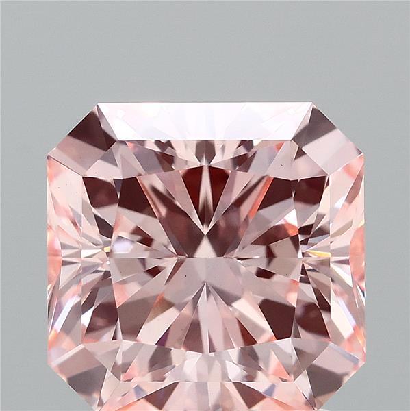 2.64 Carat Radiant Shaped, Ideal Cut, FANCY INTENSE PINK Color, VVS2 Clarity, IGI Certified Lab Grown Diamond