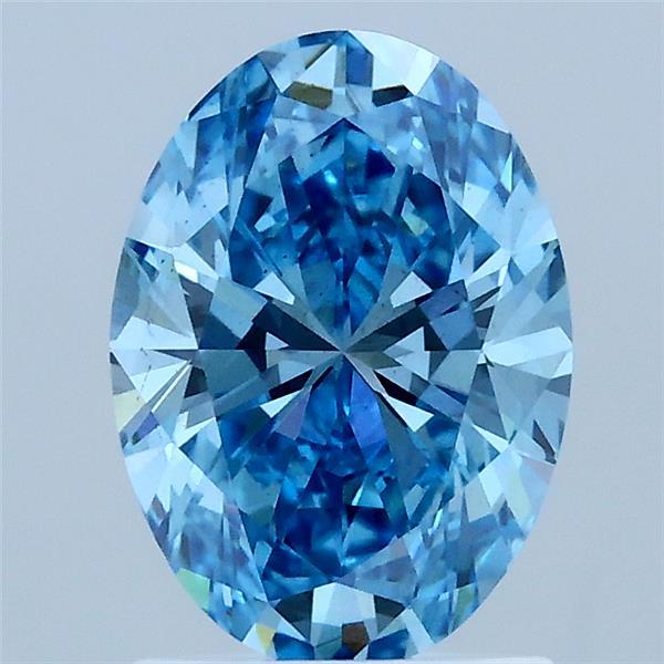 1.50 Carat Oval Shaped, Ideal Cut, FANCY VIVID BLUE Color, VS2 Clarity, IGI Certified Lab Grown Diamond