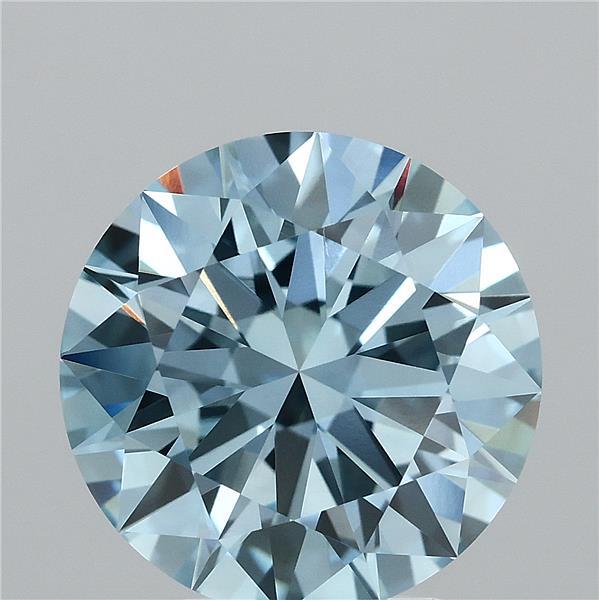 4.04 Carat Round Shaped, Ideal Cut, FANCY VIVID BLUE Color, VVS2 Clarity, IGI Certified Lab Grown Diamond