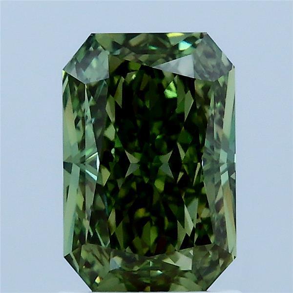 1.73 Carat Radiant Shaped, Excellent Cut, FANCY VIVID GREEN Color, VVS2 Clarity, IGI Certified Lab Grown Diamond
