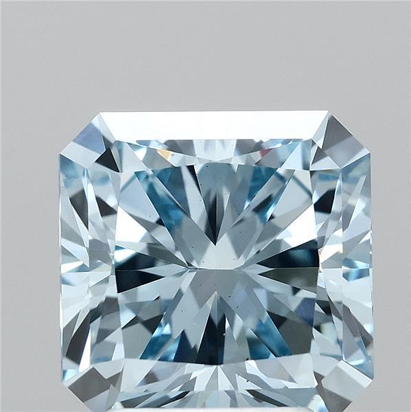2.72 Carat Radiant Shaped, Ideal Cut, FANCY VIVID BLUE Color, VS1 Clarity, IGI Certified Lab Grown Diamond