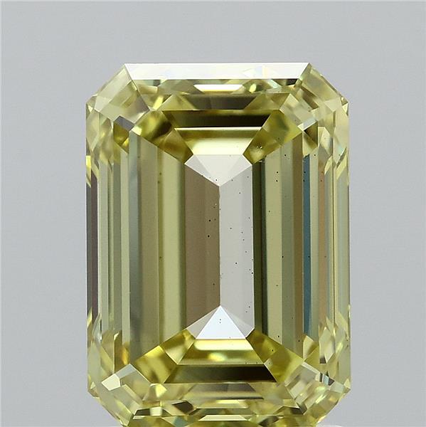2.50 Carat Emerald Shaped, Ideal Cut, FANCY INTENSE YELLOW Color, VS1 Clarity, IGI Certified Lab Grown Diamond