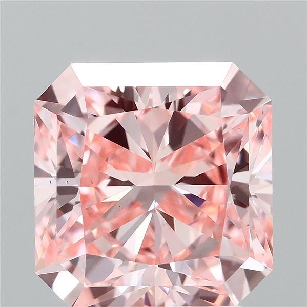 2.96 Carat Radiant Shaped, Ideal Cut, FANCY VIVID PINK Color, VS2 Clarity, IGI Certified Lab Grown Diamond